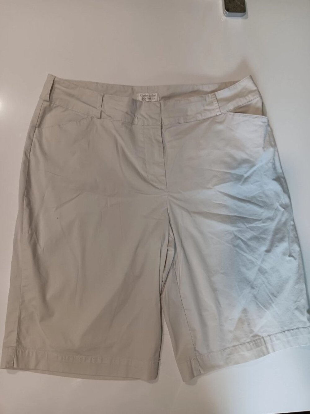 Christopher & Banks Stretch Shorts Womens 14 Chino Khaki Coastal Prep Normcore